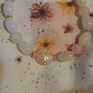 Hand designed rose quartz stretch bracelet